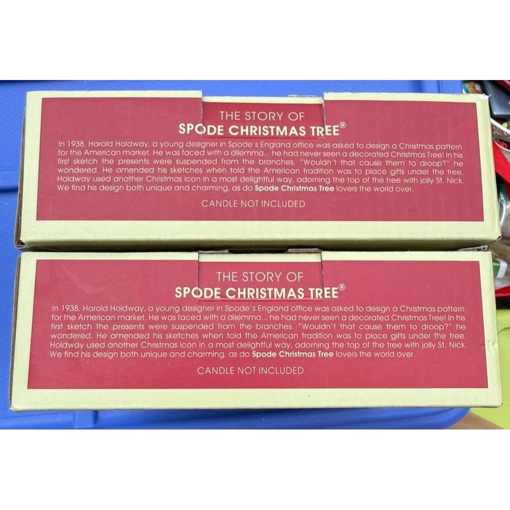 Set Of 2 Spode Christmas Tree Peppermint Chamber Candle Holder in Original Box